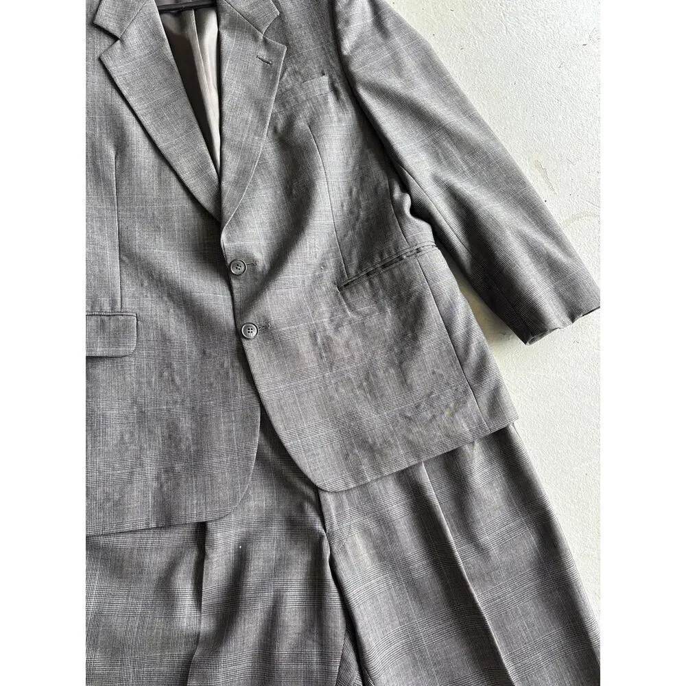 Pierre Balmain Vintage Men's Gray Two-Piece Suit Size 42R W36 - Read